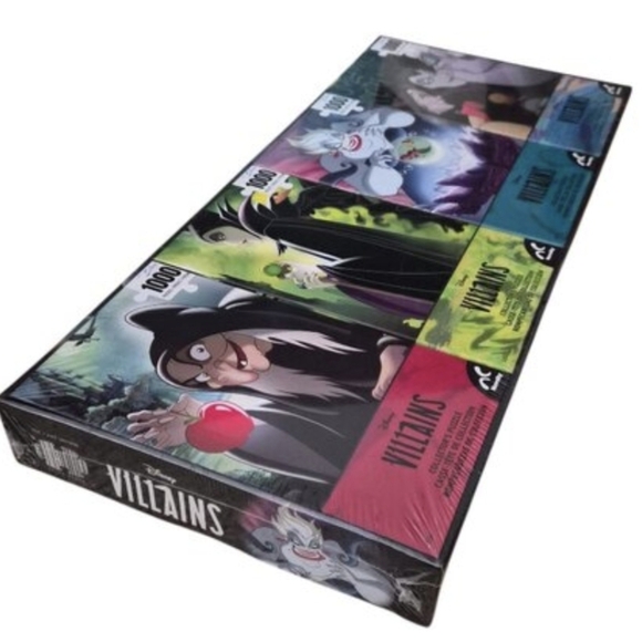 1000 X4 Disney Villains Collector Puzzle Set — Red, Green, Teal, Purple Accents - Picture 2 of 8